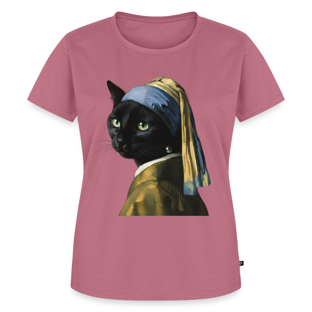 Das Mädchen mit dem Perlenohrring… aber es ist eine Katze | Frauen Premium T-Shirt - Mauve