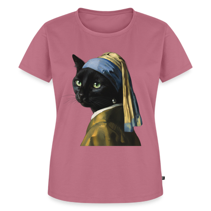 Das Mädchen mit dem Perlenohrring… aber es ist eine Katze | Frauen Premium T-Shirt - Mauve