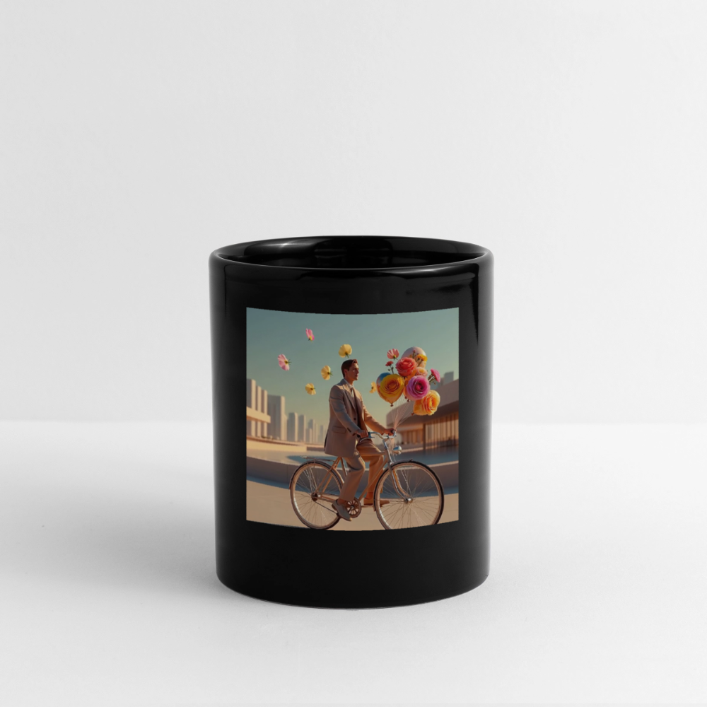 Fahrt ins Ungewisse (mit Blumen) | Tasse einfarbig - Schwarz