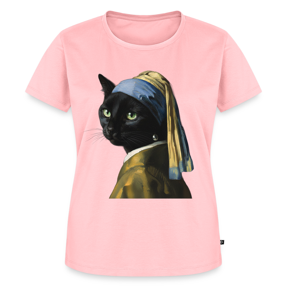 Das Mädchen mit dem Perlenohrring… aber es ist eine Katze | Frauen Premium T-Shirt - Rosa