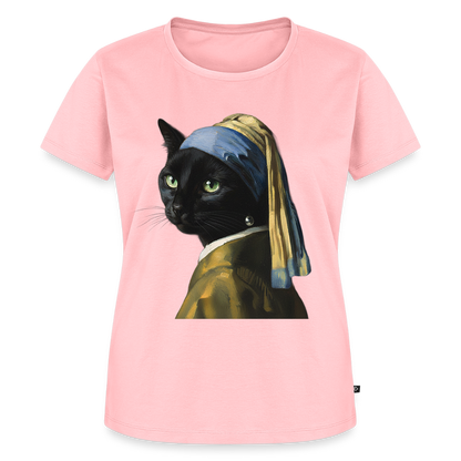 Das Mädchen mit dem Perlenohrring… aber es ist eine Katze | Frauen Premium T-Shirt - Rosa