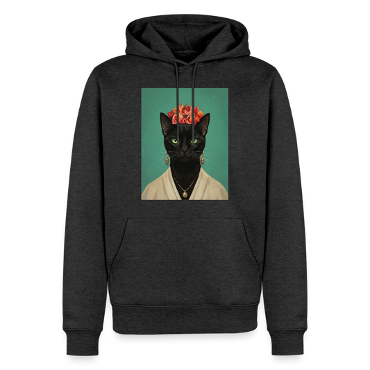 Frida Katze – Künstlerisches Katzenporträt | Premium Herren Hoodie - heather anthracite