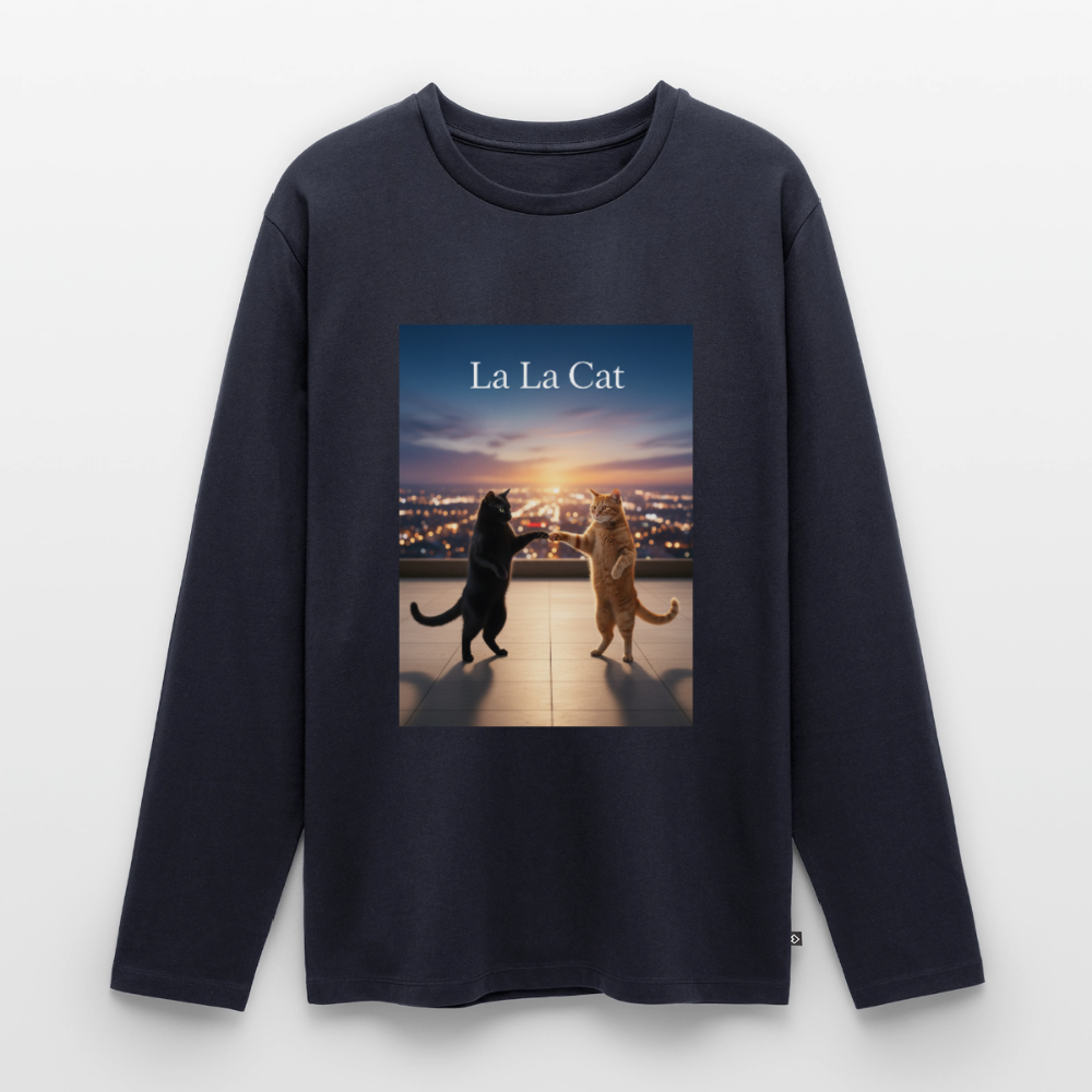 La La Cat – Tanz über den Dächern | Männer Premium Bio Langarmshirt - Navy