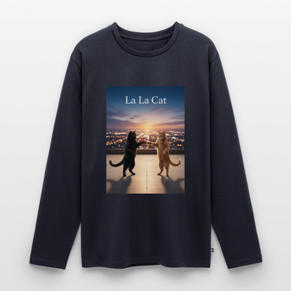 La La Cat – Tanz über den Dächern | Männer Premium Bio Langarmshirt - Navy