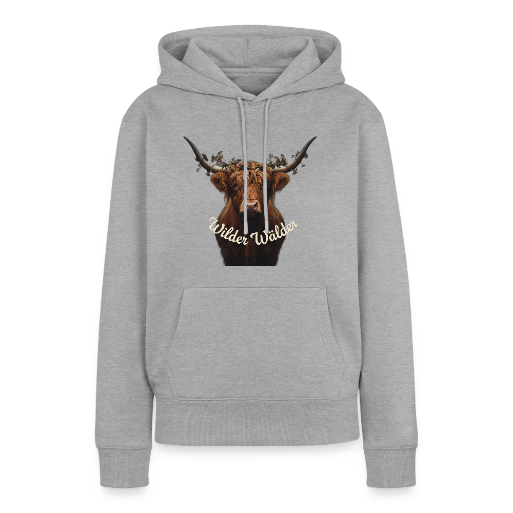 Wilder Wälder – Schwarzwald Highland Rind | Frauen Premium Hoodie - Grau meliert