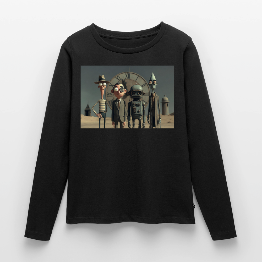 Pünktlich zu spät – Die seltsame Gesellschaft | Frauen Premium Bio Langarmshirt - Schwarz