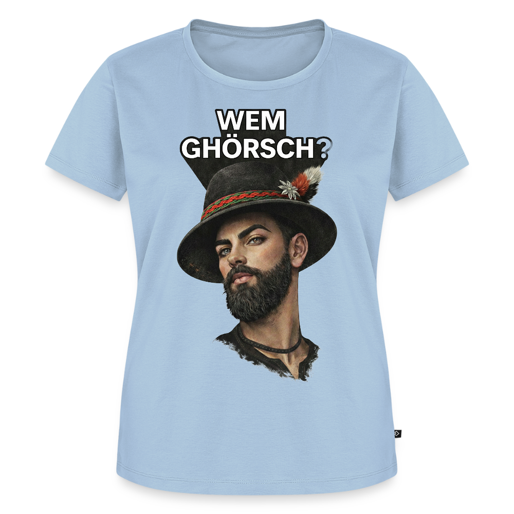 Wem ghörsch? – Alemannische Klärung | Frauen Premium T-Shirt - Hellblau