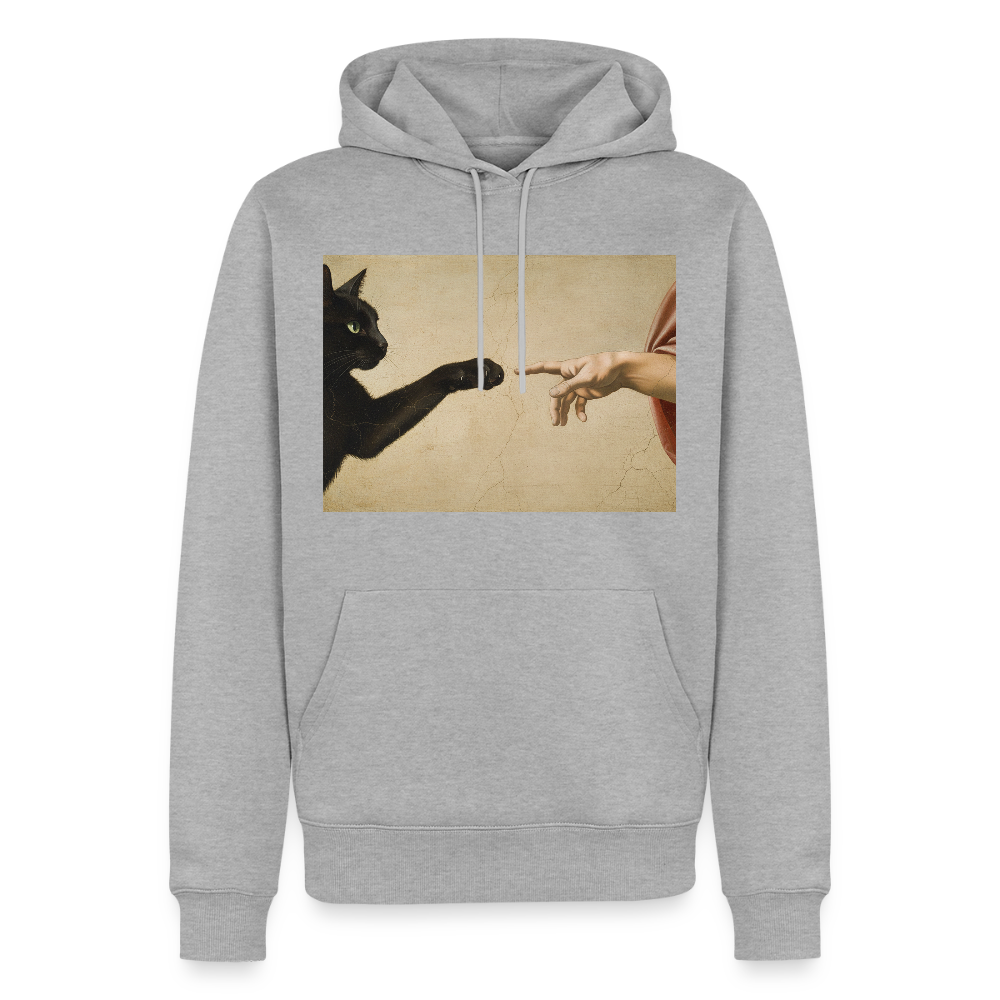 Die Erschaffung Adams… aber die Katze war schneller | Männer Premium Hoodie - Grau meliert
