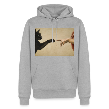 Die Erschaffung Adams… aber die Katze war schneller | Männer Premium Hoodie - Grau meliert