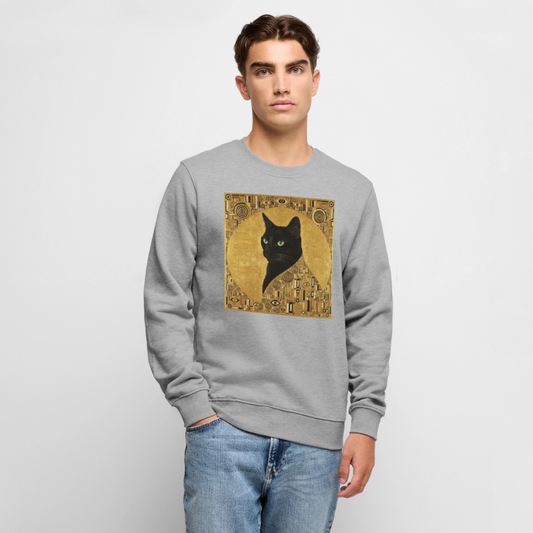 Adele… aber sie schnurrt – Goldene Katze à la Klimt |  Männer Premium Pullover - Grau meliert