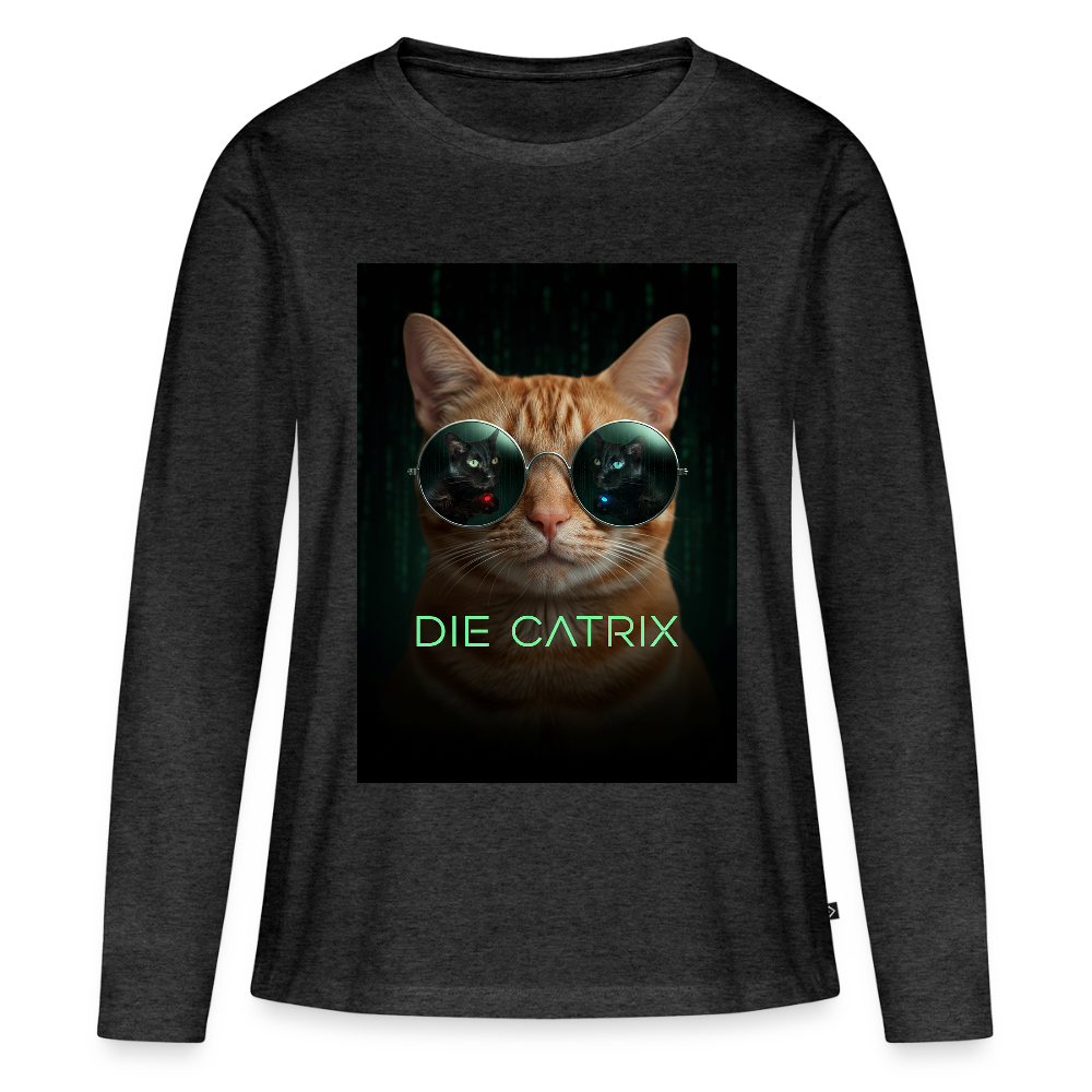 Die Catrix – Krümel erwacht | Frauen Premium Bio Langarmshirt - Anthrazit meliert