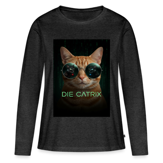 Die Catrix – Krümel erwacht | Frauen Premium Bio Langarmshirt - Anthrazit meliert