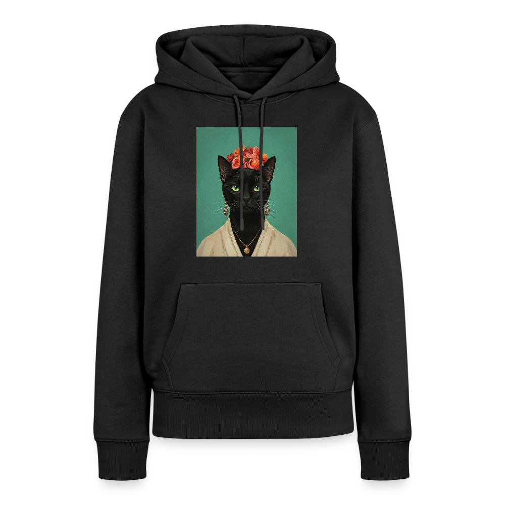 Frida Katze – Künstlerisches Katzenporträt |  Frauen Premium Hoodie - Schwarz