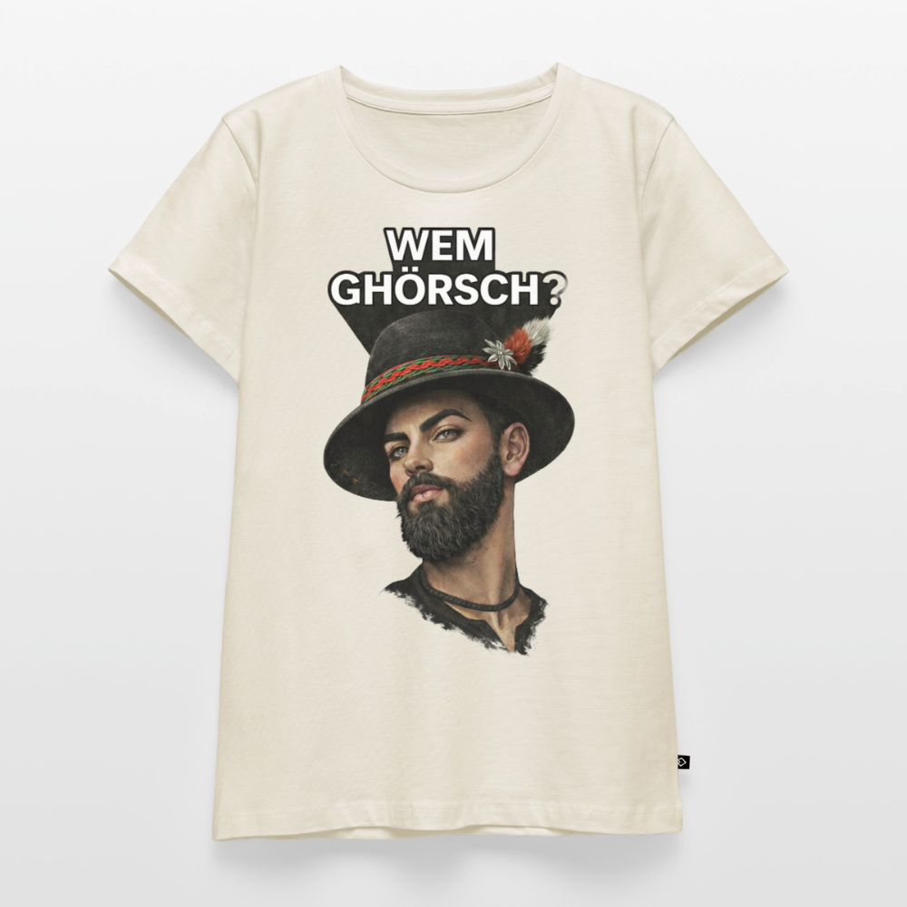 Wem ghörsch? – Alemannische Klärung | Frauen Premium T-Shirt - Naturweiß