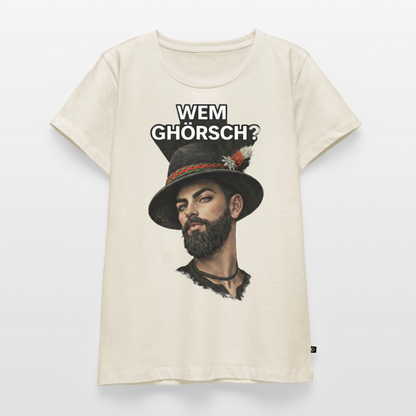 Wem ghörsch? – Alemannische Klärung | Frauen Premium T-Shirt - Naturweiß