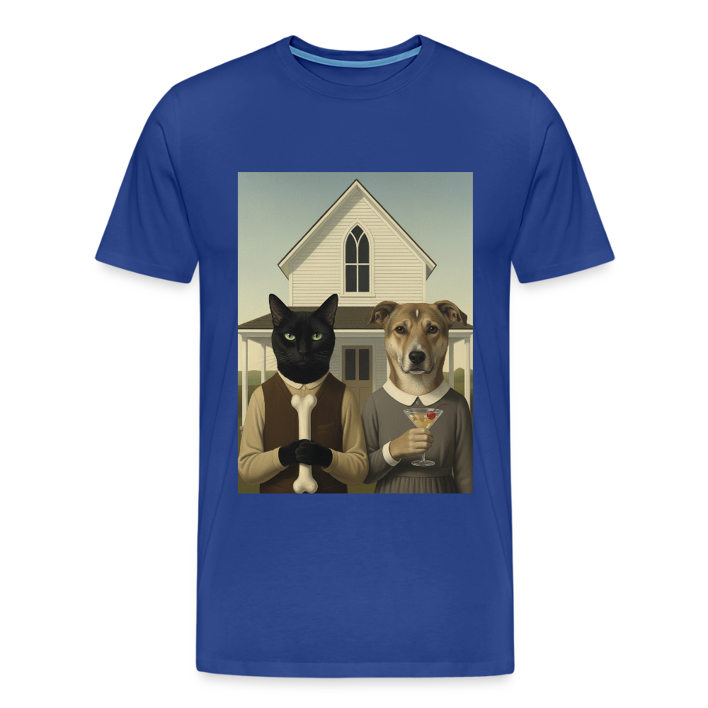 American Gothic… aber mit Katze und Hund | Männer Premium T-Shirt - Königsblau