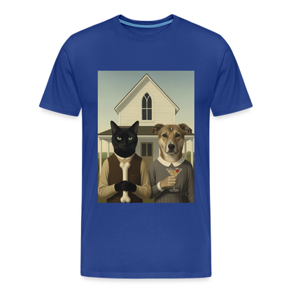 American Gothic… aber mit Katze und Hund | Männer Premium T-Shirt - Königsblau