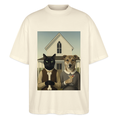 American Gothic… aber mit Katze und Hund | Stanley/Stella Oversized Unisex Bio T-Shirt Blaster - Natur