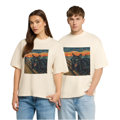 Der Schrei… aber die Katze hat’s zuerst gemerkt | Stanley/Stella Oversized Unisex Bio T-Shirt Blaster - Natur