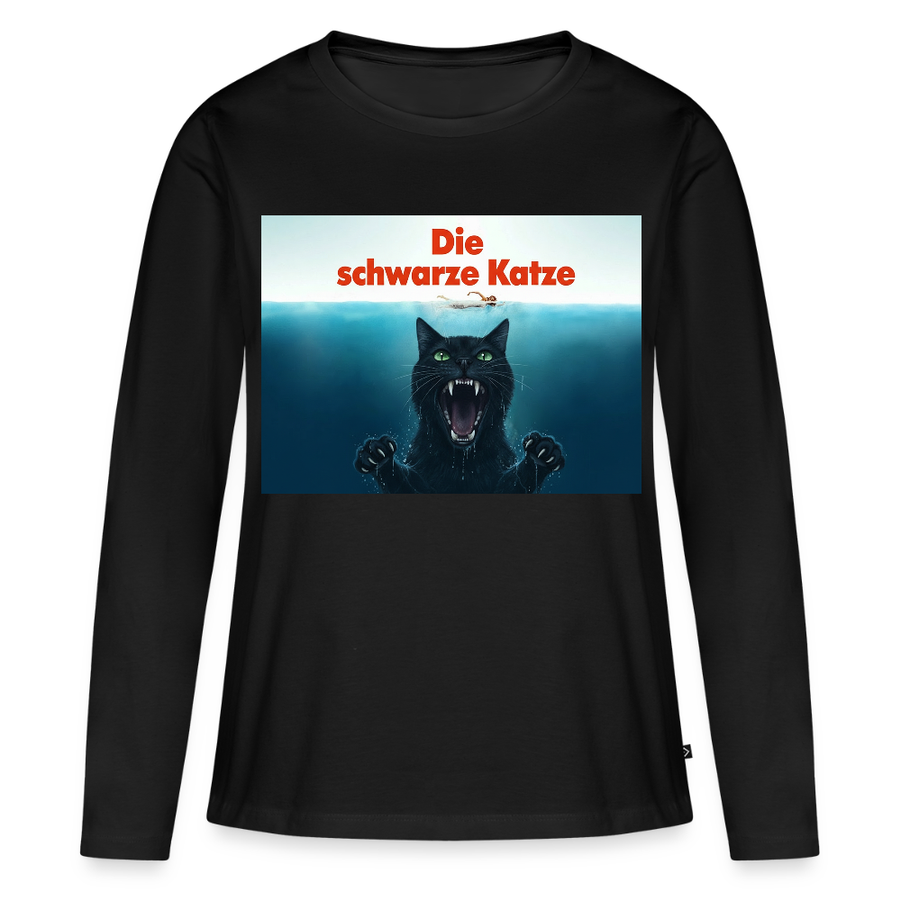 Die schwarze Katze – Krümel taucht auf | Frauen Premium Bio Langarmshirt - Schwarz