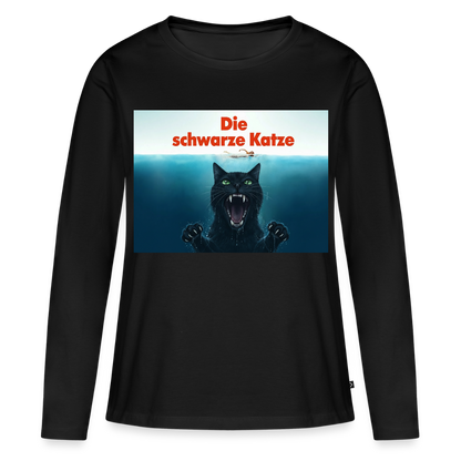 Die schwarze Katze – Krümel taucht auf | Frauen Premium Bio Langarmshirt - Schwarz