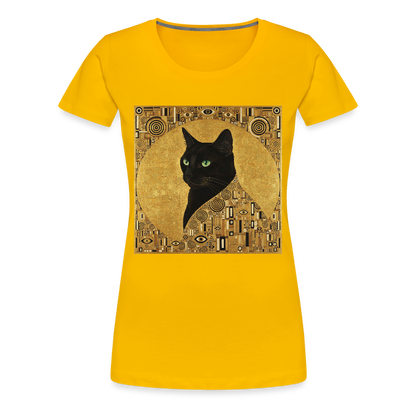 Adele… aber sie schnurrt – Goldene Katze à la Klimt | Frauen Premium T-Shirt - Sonnengelb