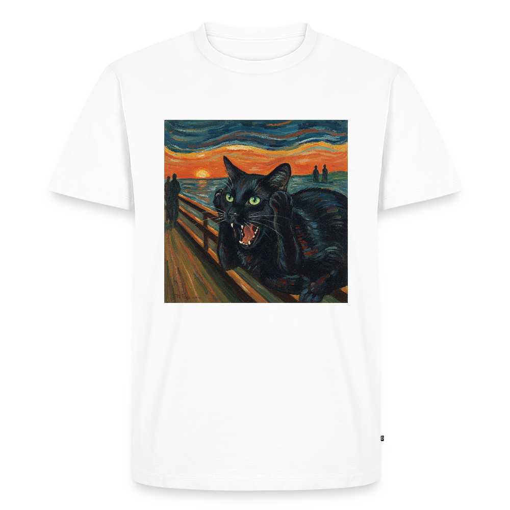 Der Schrei… aber die Katze hat’s zuerst gemerkt | Männer Premium T-Shirt - Weiß