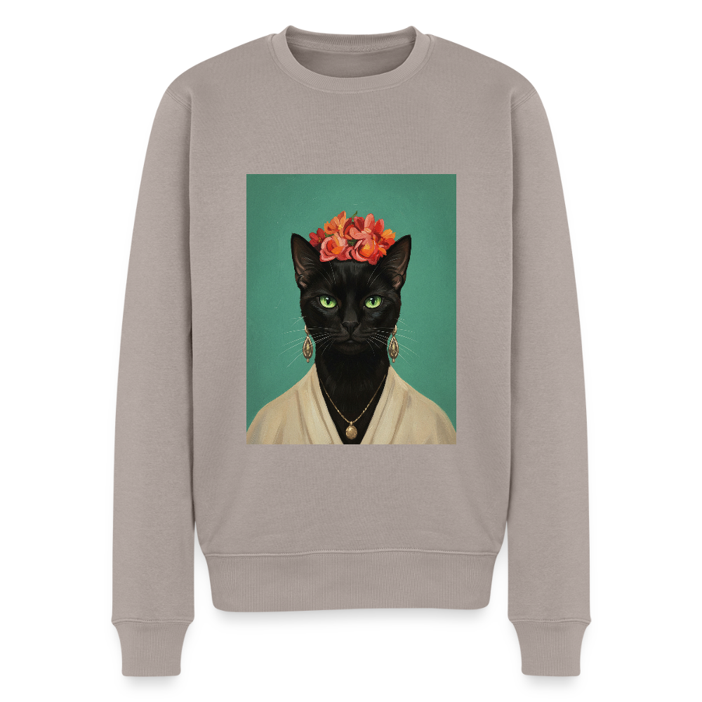 Frida Katze – Künstlerisches Katzenporträt | Men’s Premium Sweatshirt - taupe