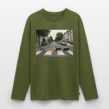 The Purrfect Crossing – Wir waren vor der Band da | Männer Premium Bio Langarmshirt - Khaki
