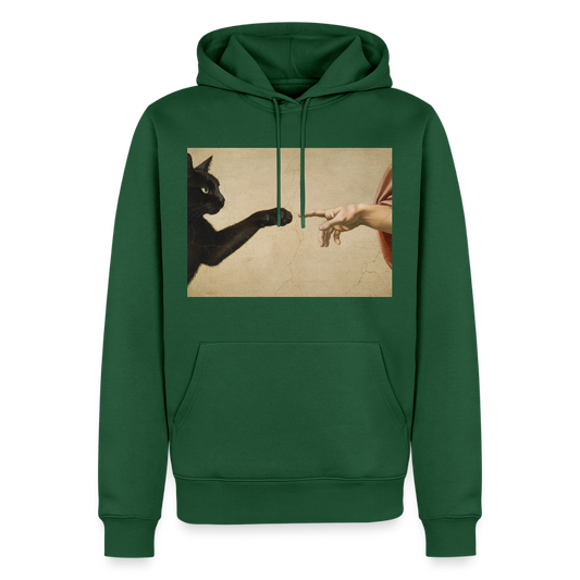 Die Erschaffung Adams… aber die Katze war schneller | Männer Premium Hoodie - Flaschengrün