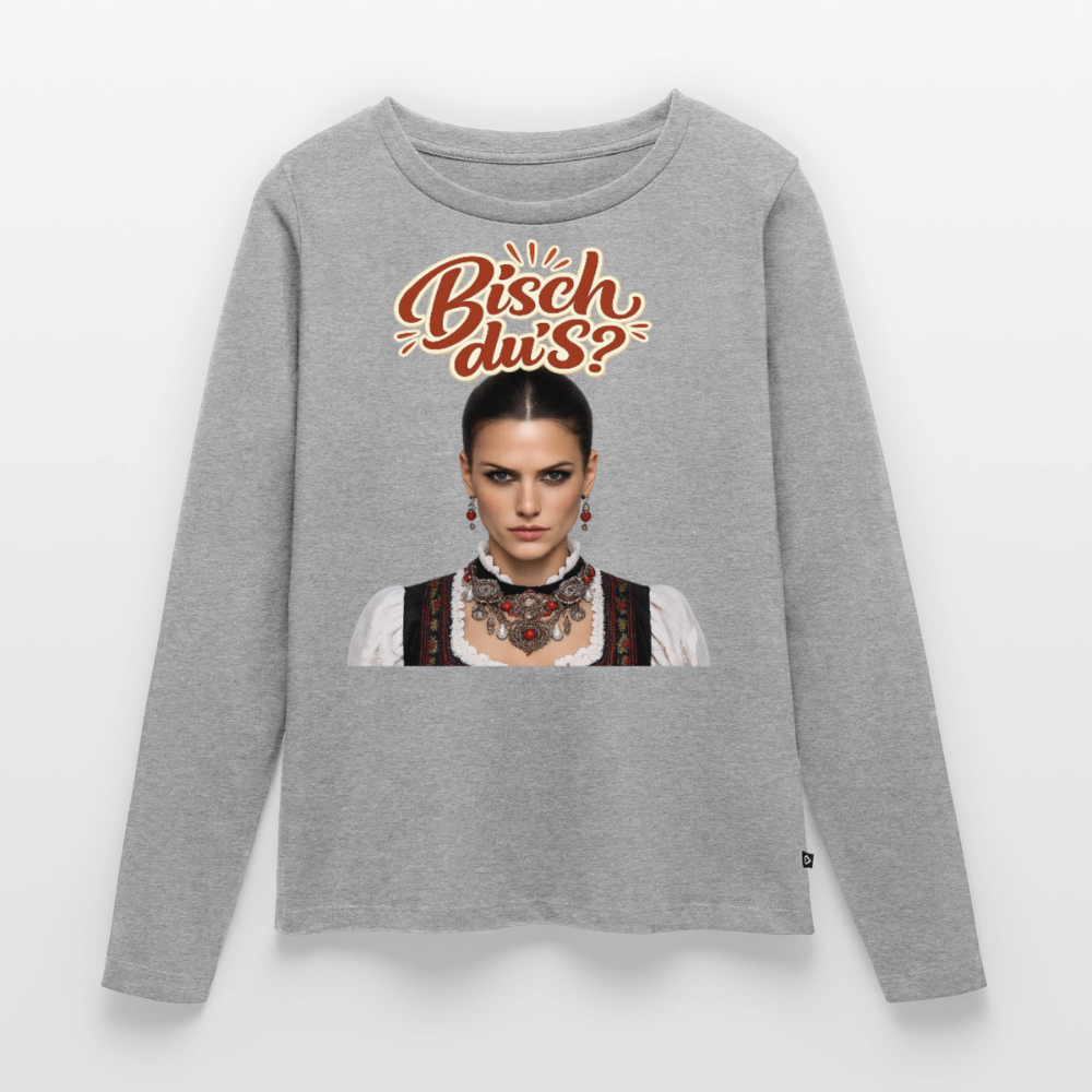 Schwarzwaldstolz – Sie weiß, wer sie isch | Frauen Premium Bio Langarmshirt - Grau meliert