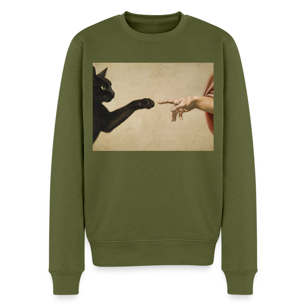 Die Erschaffung Adams… aber die Katze war schneller |  Männer Premium Pullover - Khaki