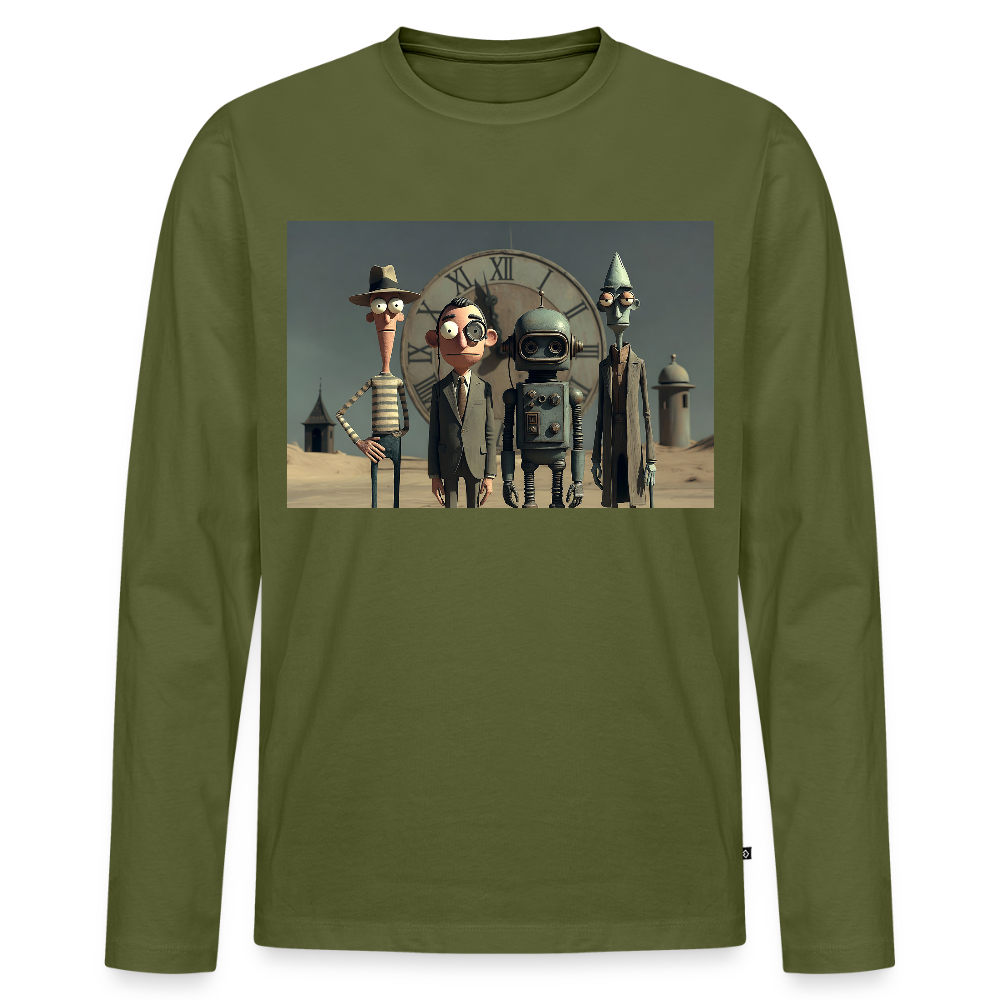 Pünktlich zu spät – Die seltsame Gesellschaft | Männer Premium Bio Langarmshirt - Khaki