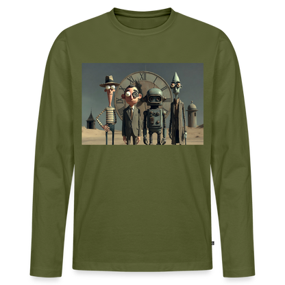 Pünktlich zu spät – Die seltsame Gesellschaft | Männer Premium Bio Langarmshirt - Khaki