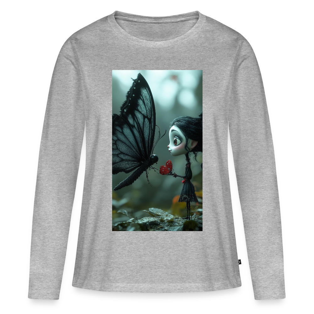 Mut für einen Moment | Frauen Premium Bio Langarmshirt - Grau meliert