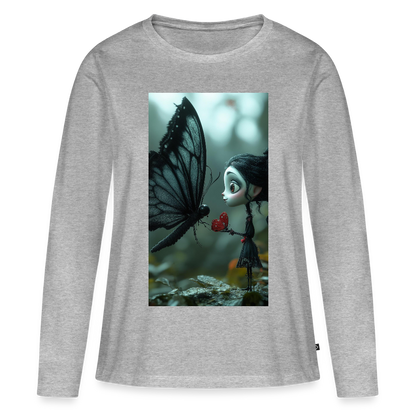 Mut für einen Moment | Frauen Premium Bio Langarmshirt - Grau meliert