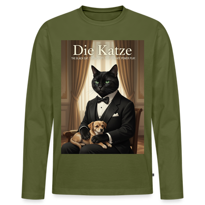 Die Katze – Krümel regelt das | Männer Premium Bio Langarmshirt - Khaki