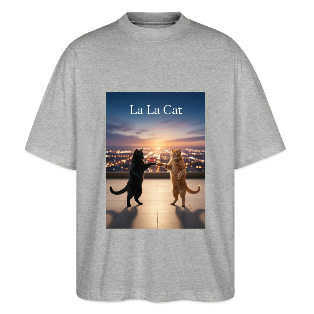 La La Cat – Tanz über den Dächern | Stanley/Stella Oversized Unisex Bio T-Shirt Blaster - Grau meliert