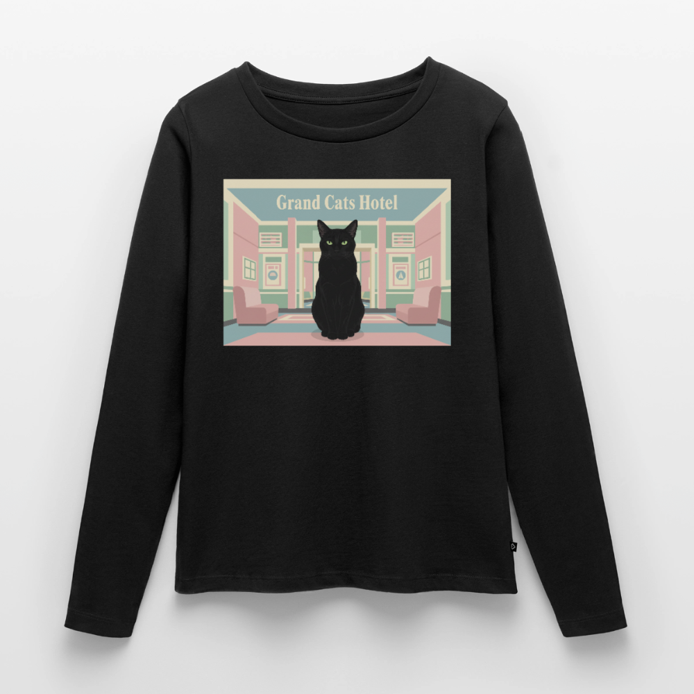 Grand Hotel Krümel | Frauen Premium Bio Langarmshirt - Schwarz