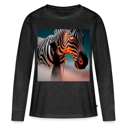 Blumen für ein Zebra | Frauen Premium Bio Langarmshirt - Anthrazit meliert