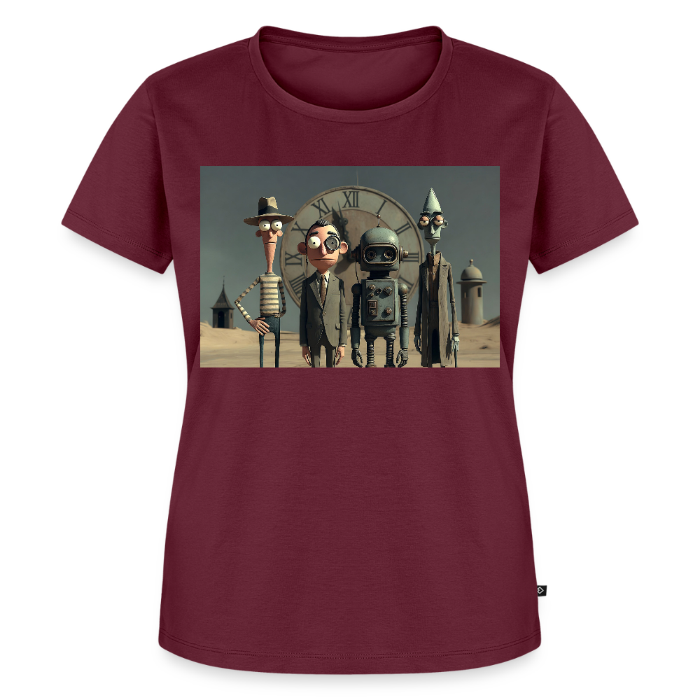 Pünktlich zu spät – Die seltsame Gesellschaft | Frauen Premium T-Shirt - Burgunderrot