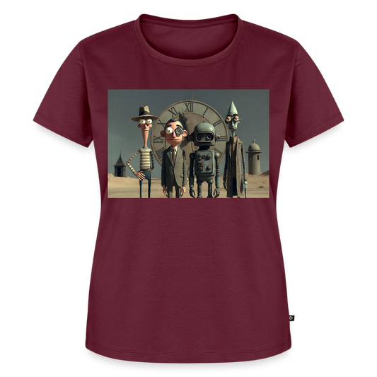 Pünktlich zu spät – Die seltsame Gesellschaft | Frauen Premium T-Shirt - Burgunderrot