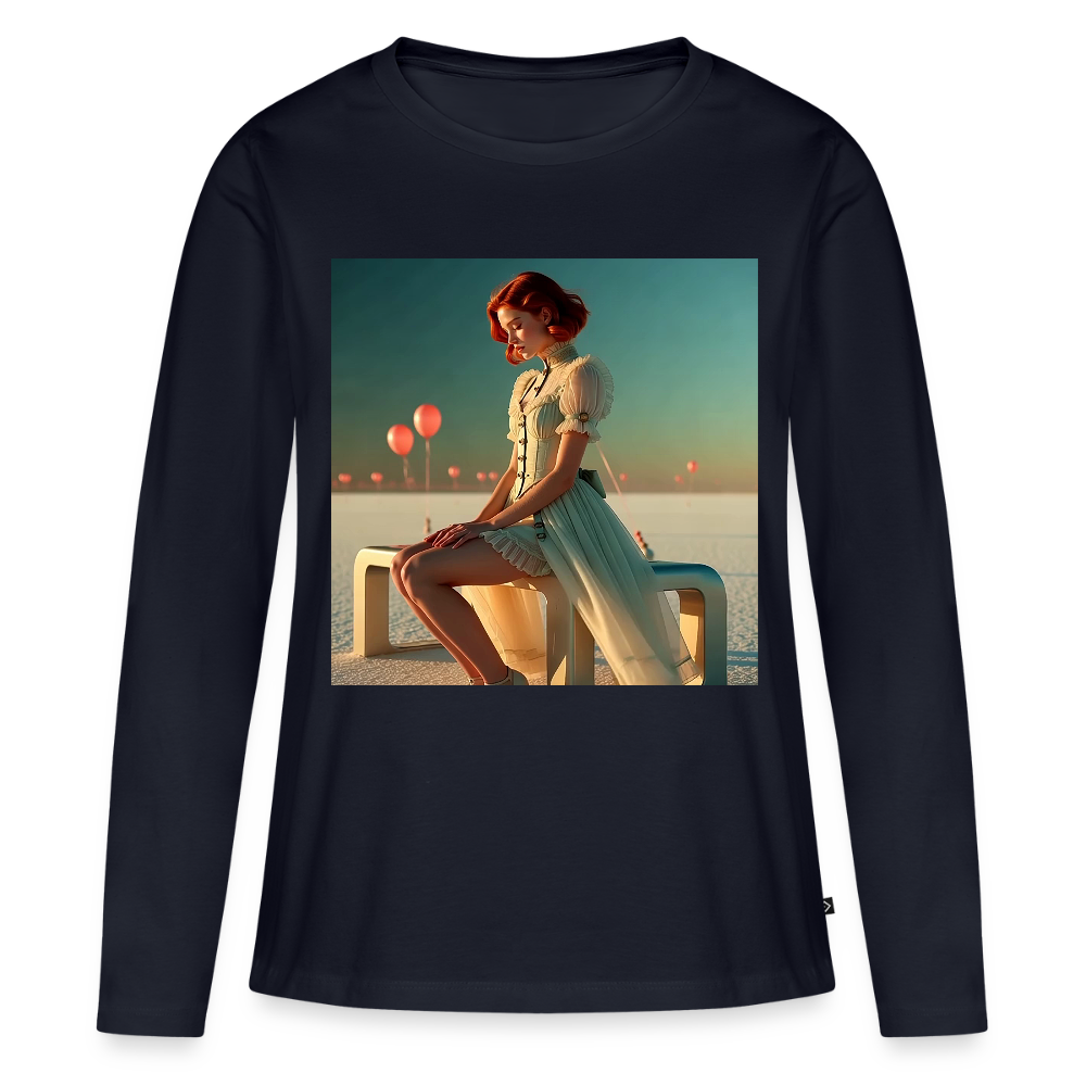 Leise Gedanken bei lauter Farben | Frauen Premium Bio Langarmshirt - Navy