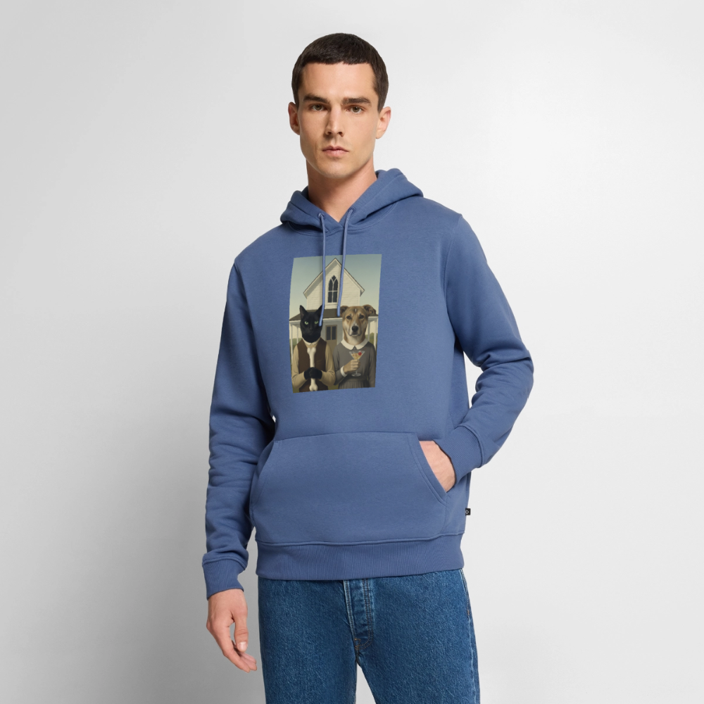 American Gothic… aber mit Katze und Hund | Männer Premium Hoodie - Taubenblau