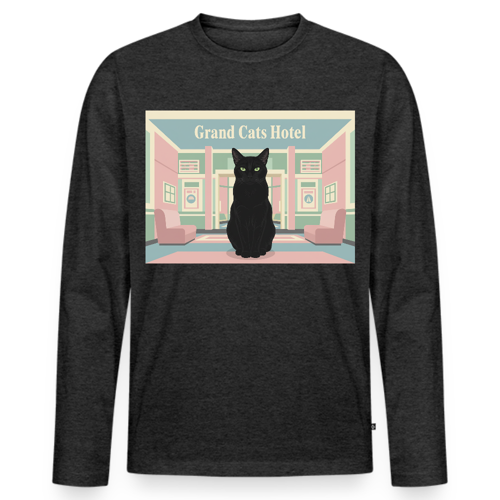 Grand Hotel Krümel | Männer Premium Bio Langarmshirt - Anthrazit meliert