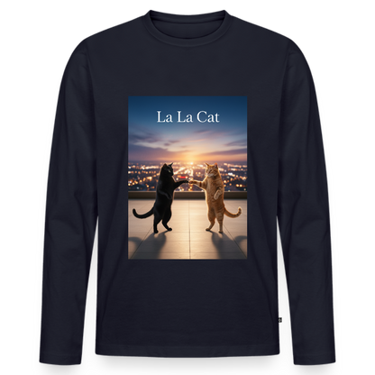 La La Cat – Tanz über den Dächern | Männer Premium Bio Langarmshirt - Navy