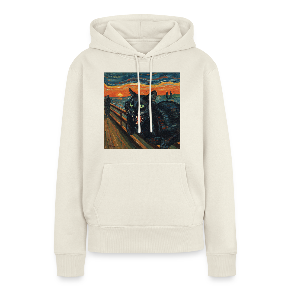 Der Schrei… aber die Katze hat’s zuerst gemerkt | Frauen Premium Hoodie - Naturweiß