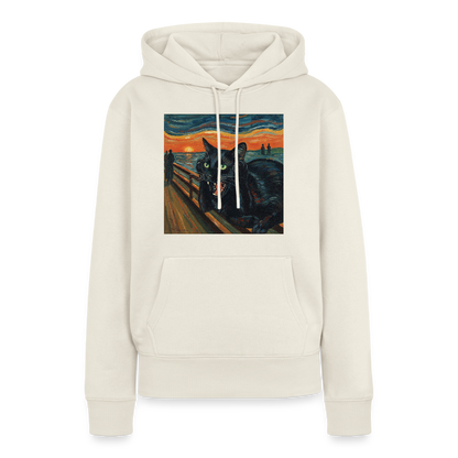 Der Schrei… aber die Katze hat’s zuerst gemerkt | Frauen Premium Hoodie - Naturweiß