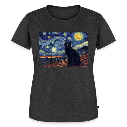 Sternennacht… aber die Katze denkt nach | Frauen Premium T-Shirt - Anthrazit meliert