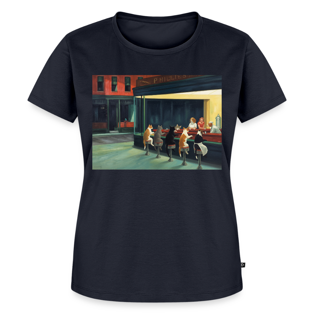 Wenn Hopper Katzen gemalt hätte | Frauen Premium T-Shirt - Navy